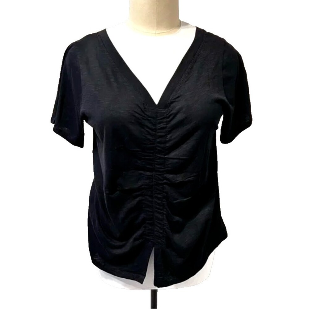 The Sweatshirt Project | Black Front Ruched Tee 1X